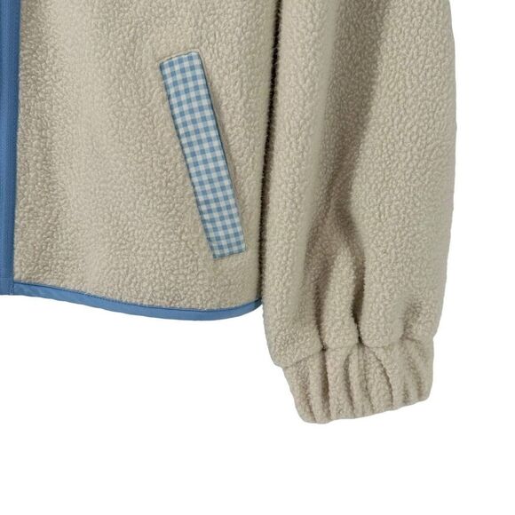 Sandy Liang Target Sherpa Jacket XXS White Full Zip Blue Gingham Pocket Cute NEW - Picture 6 of 10